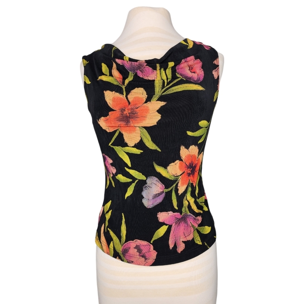Vintage Ronnie Nicole Floral Print Sleeveless Blouse Sz S